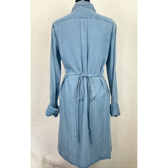 MICHAEL KORS COLLECTION • Chambray Denim Tie Waist Mini Dress - Picture 8 of 16